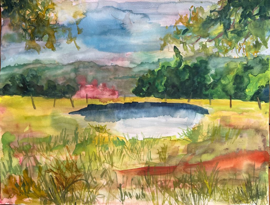 Mareaudessusduchateaubaladeaquarelle